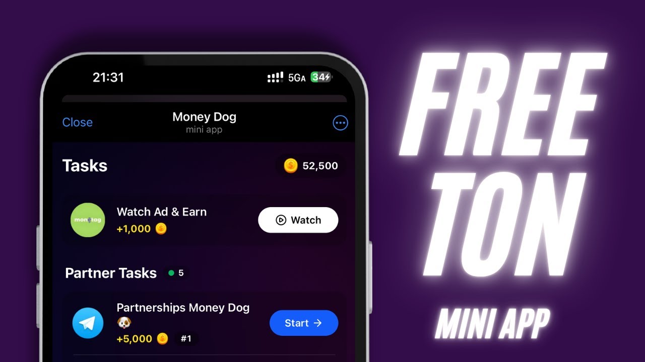 Earn Free TON Crypto by Watching Ads! Money Dog Telegram Bot Full Review!