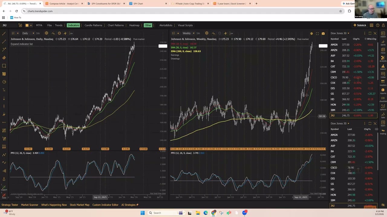 Let's review the Dow 30 chart (stock by stock)