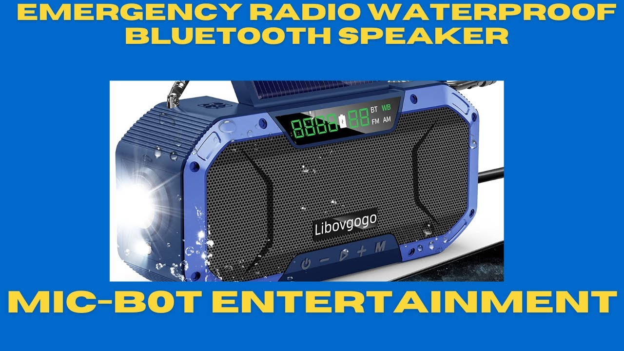 Mic-Bot Product Reviews: Emergency Radio Waterproof Bluetooth Speaker Unboxing and Demo