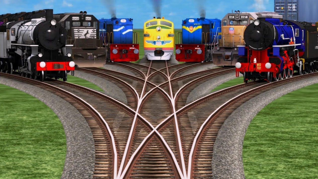 07 More Trains Crossing Epic Bumpy Railraod Tracks Railway Game Play Trains Game play 