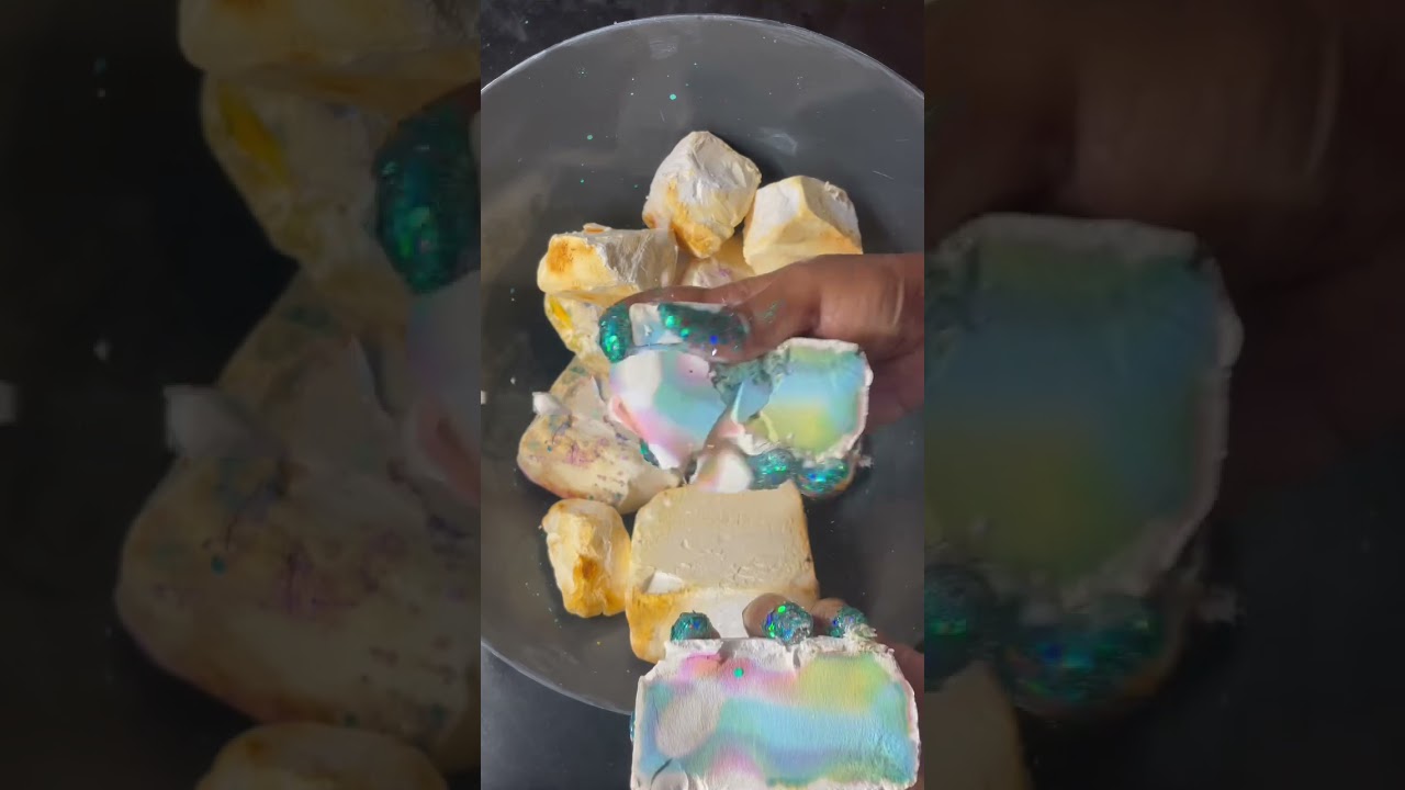 Undyed SURPRISE gym chalk blocks - link to full video in comments