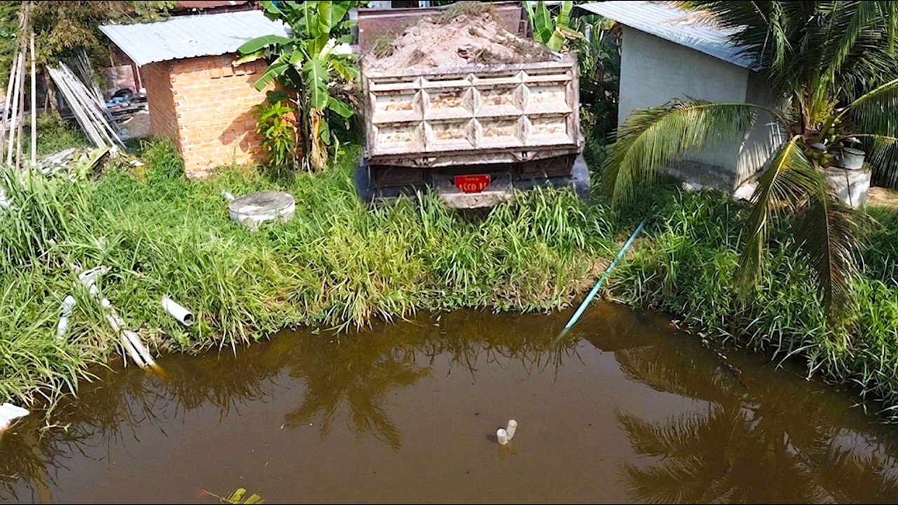 First Start New PROJECT!! Landfill Delete Useless Deep Fish Pond Use Strong Bulldozer & 5Ton Truck.