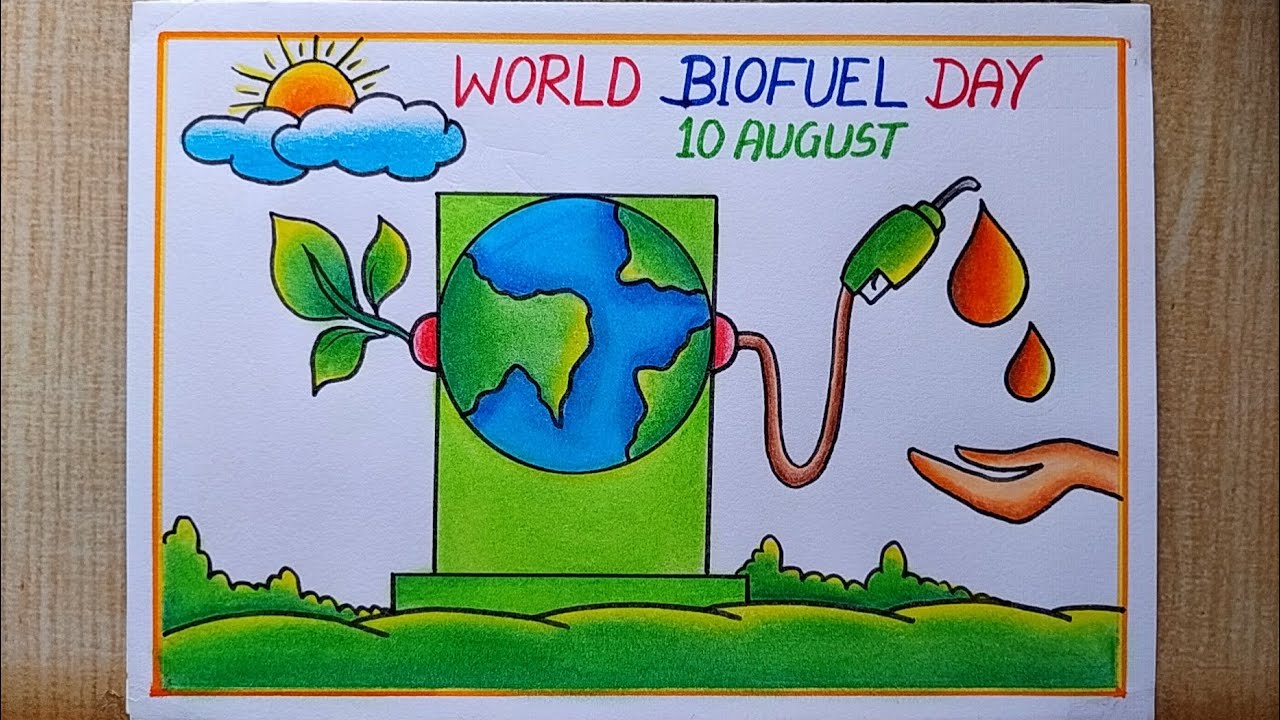 World Biofuel Day poster drawing easy| How to draw  biofuel day drawing| Save Energy poster drawing