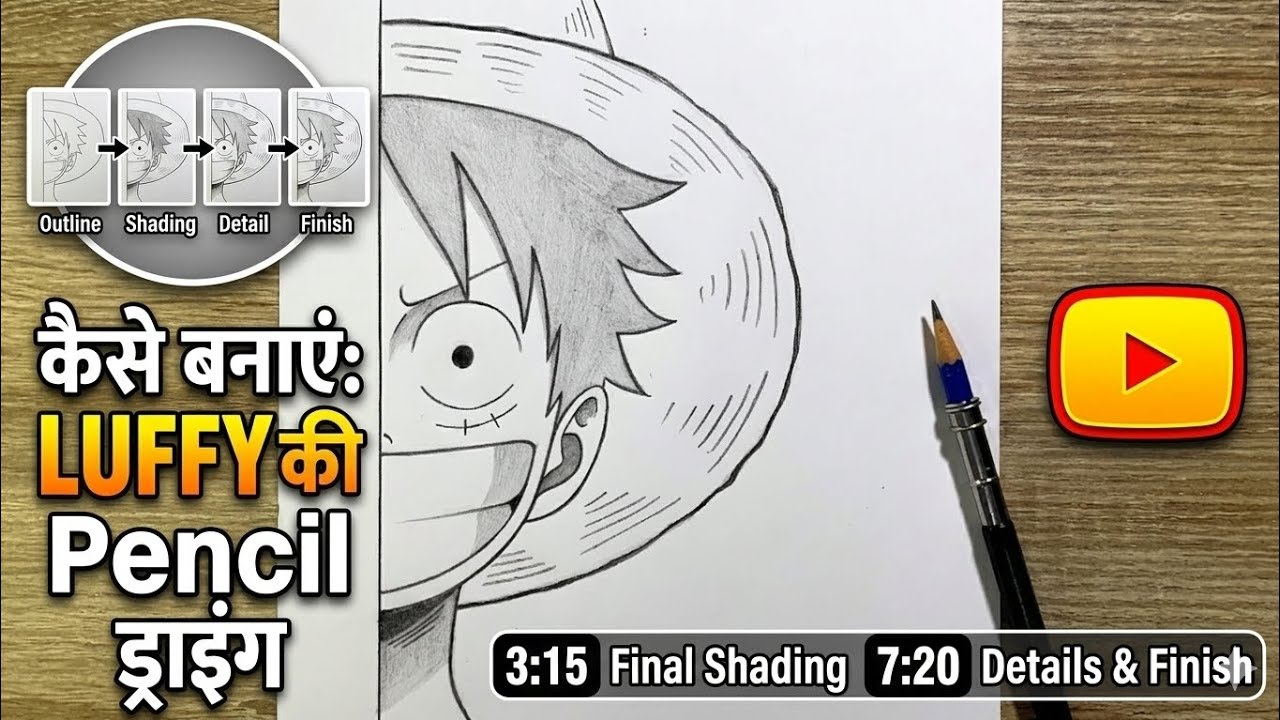 Easy #Anime Drawing || How to draw (One Piece) Luffy step-by-step || Easy #Drawing for #Beginners😊🙏🏻
