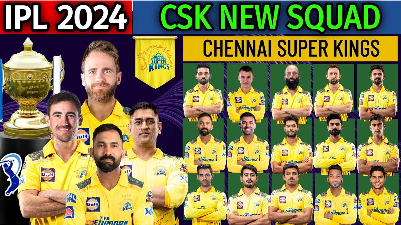 IPL 2024 | Chennai Super Kings Team Squad For IPL 2024 | CSK Squad IPL 2024 | IPL 2024 CSK Team