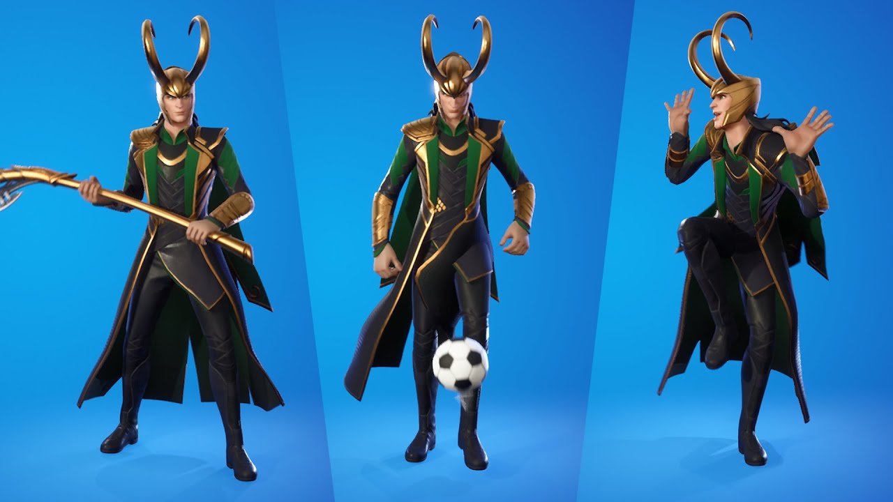 Loki Skin Showcase with popular Emotes & Dances - Fortnite