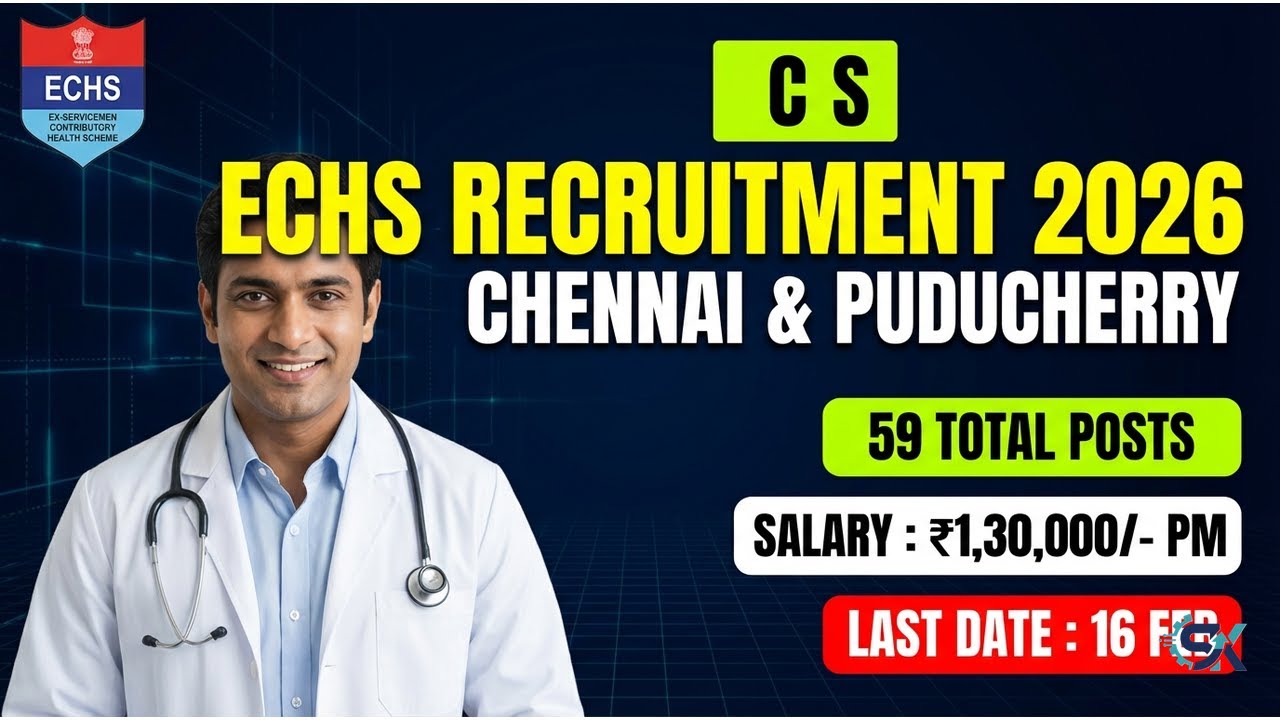 ECHS Chennai Recruitment 2026 ✅ 59 Posts | 10th, 12th, Graduate Apply | Salary upto ₹1.3 Lakh Offlin