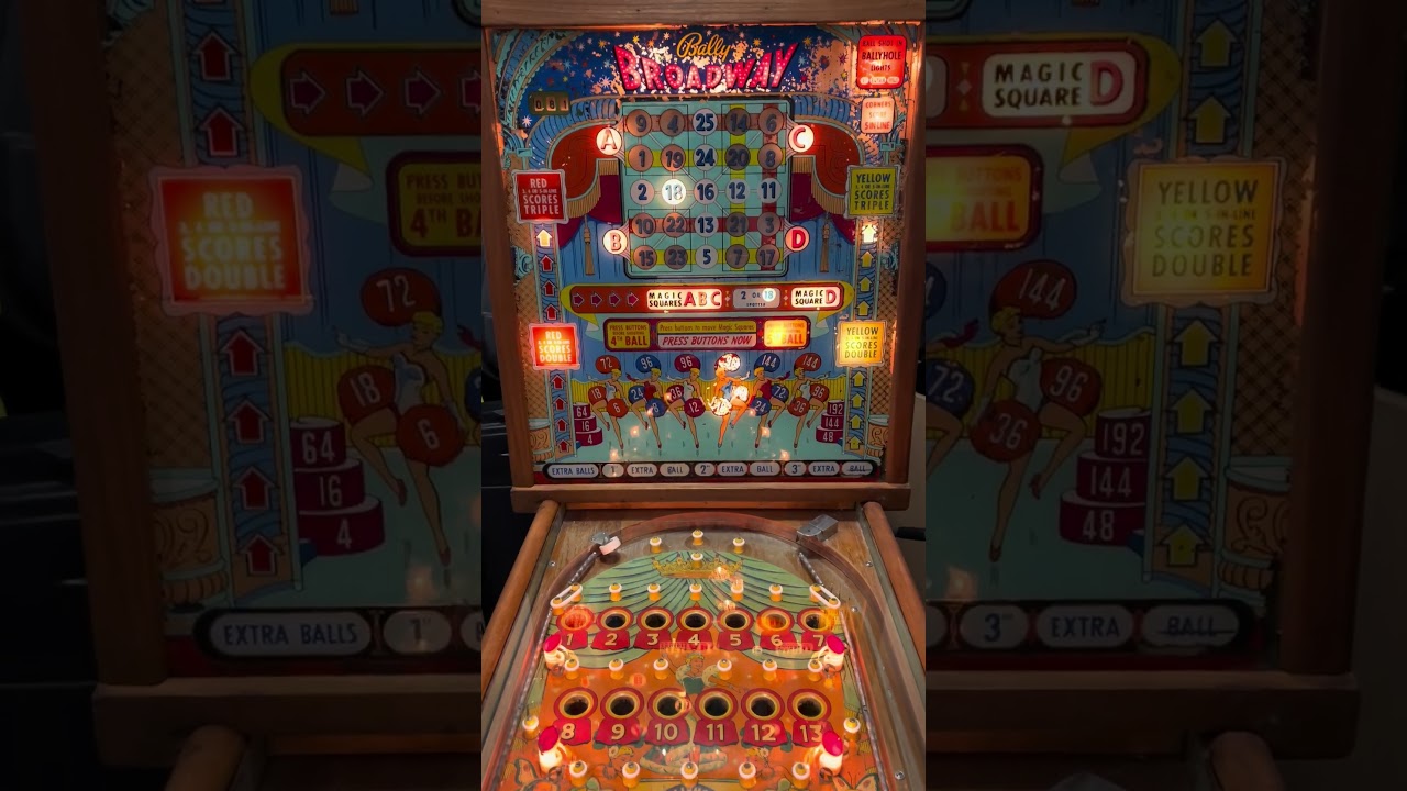 Bally 1955 Broadway Pinball Bingo Machine Gameplay