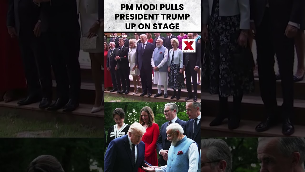 PM Modi Assist President Trump While Climbing the Stage | NewsX World