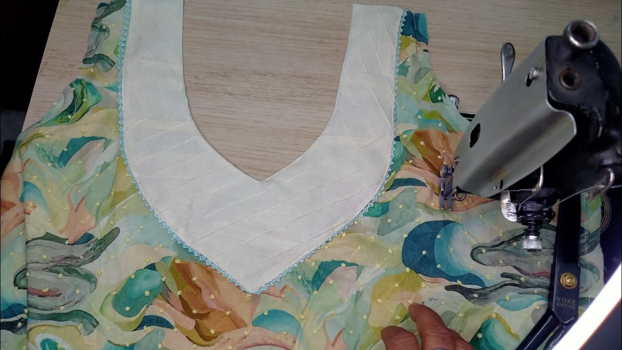 Lace with pintex neck design #fashion #ussewtips #sewing