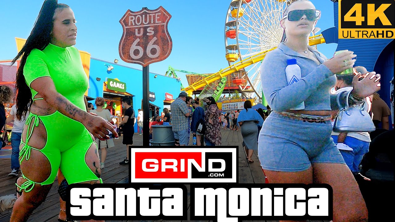 4K Santa Monica Beach Pier Boardwalk Observational Virtual Tour Grind 8-21-21 at 6pm