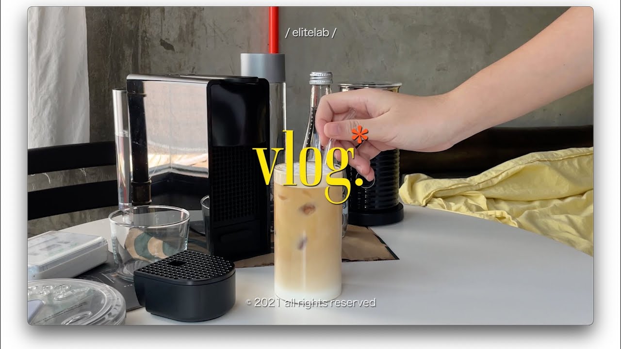 eng)Vlog ep81- my 1st Nespresso machine: unboxing, home cafe(iced latte), daily life #elitelab