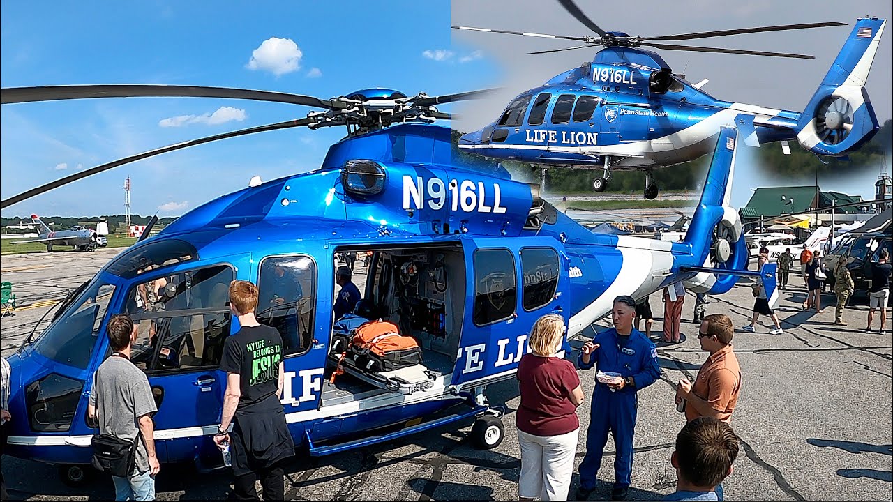Life Lion Airbus Dauphin H155 Penn State Health Helicopter Takeoff/Walkaround Lancaster Pa. Airport