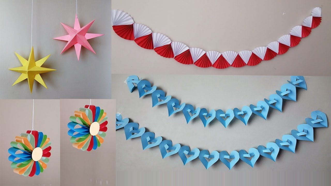 🥳🎂 Kağıttan 4 Kolay Parti Süsü Yapımı /Easy Birthday Decoration Ideas