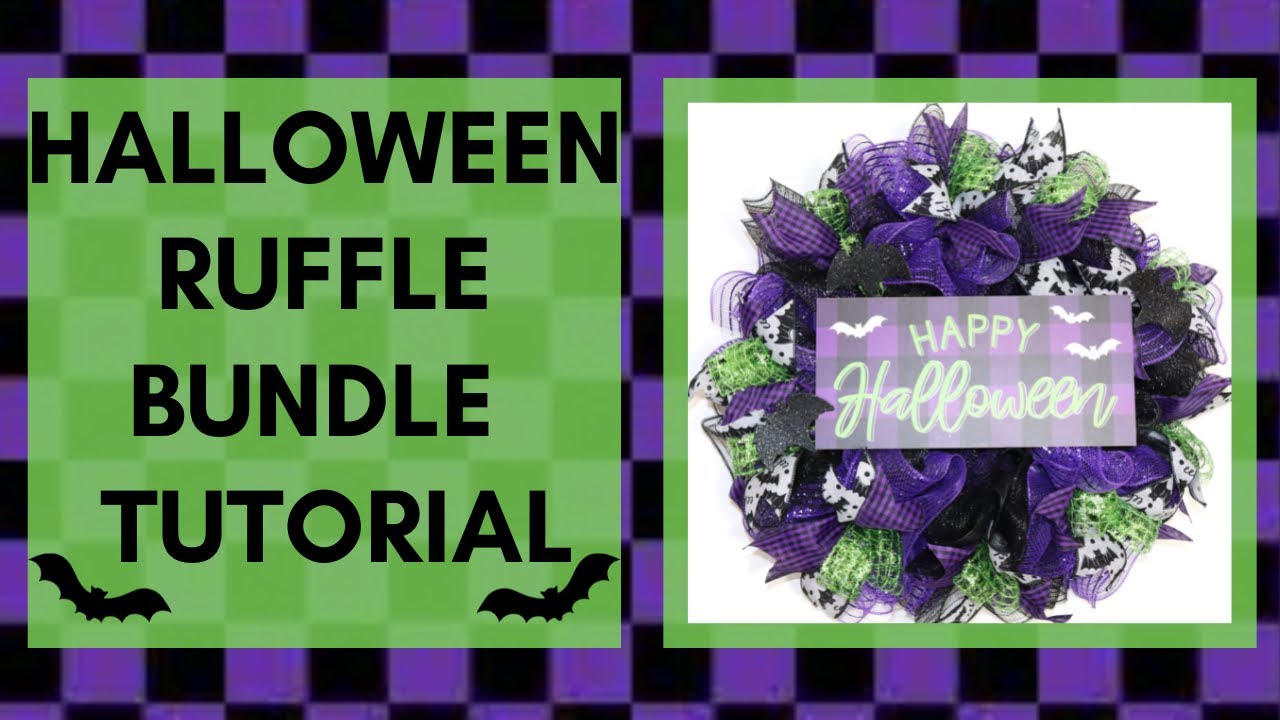 HALLOWEEN RUFFLE BUNDLE WREATH TUTROIAL, HALLOWEEN WREATH, FALL WREATH, HOW TO MAKE A MESH WREATH
