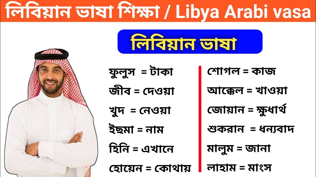 লিবিয়ান আরবি ভাষাতে কথা বলা শিখুন। নতুন লিবিয়া প্রবাসিদের ভাষা শিক্ষা Libya vasa Shikkha Tanmay Topu