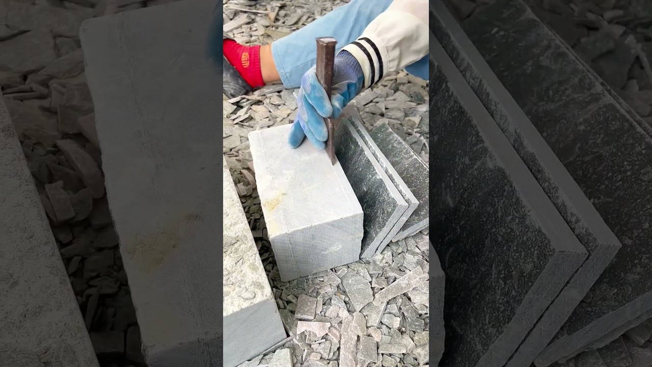 Manual stone splitting #granite #stonecutting #marble #block #stonecuttingmachine