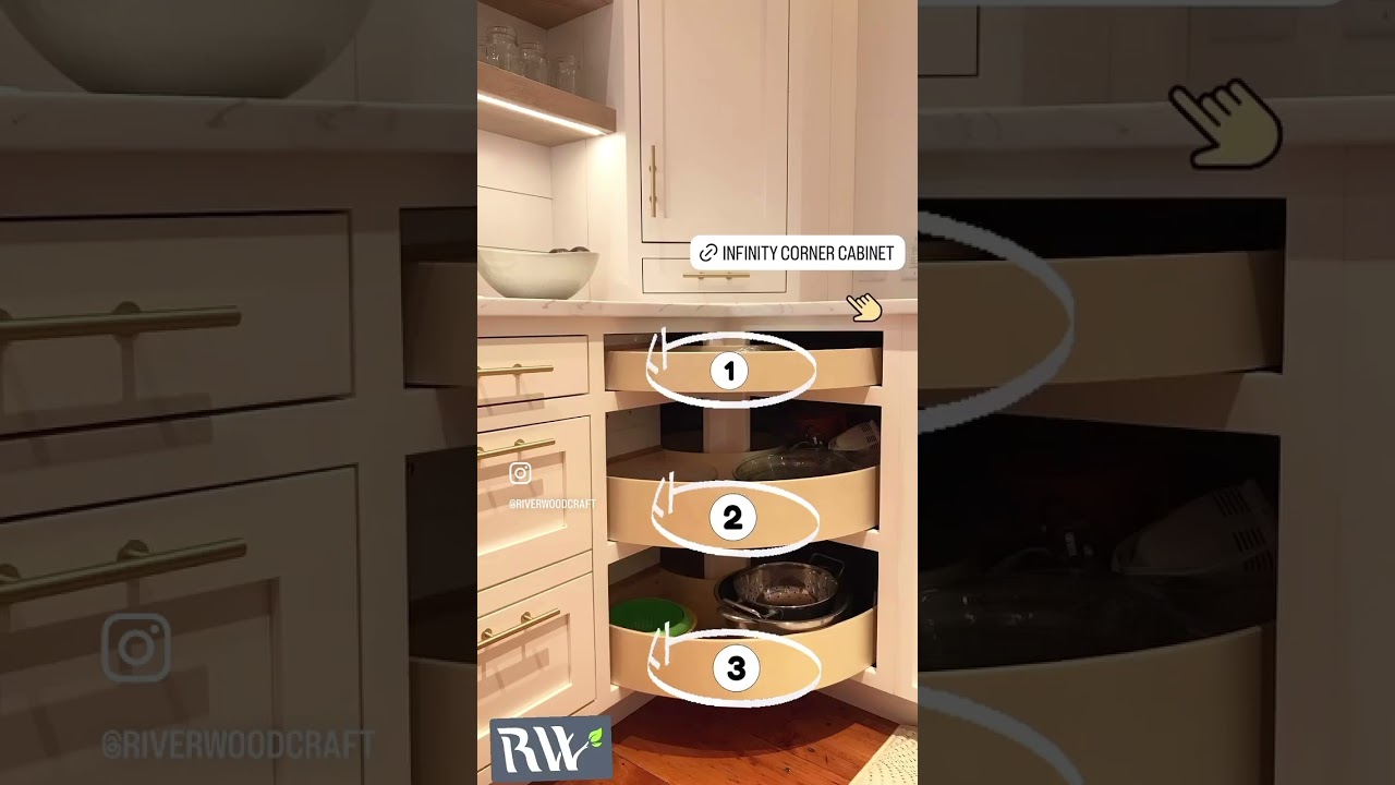 Infinity Corner Cabinet (TM) - YES! All 3 drawers rotate!