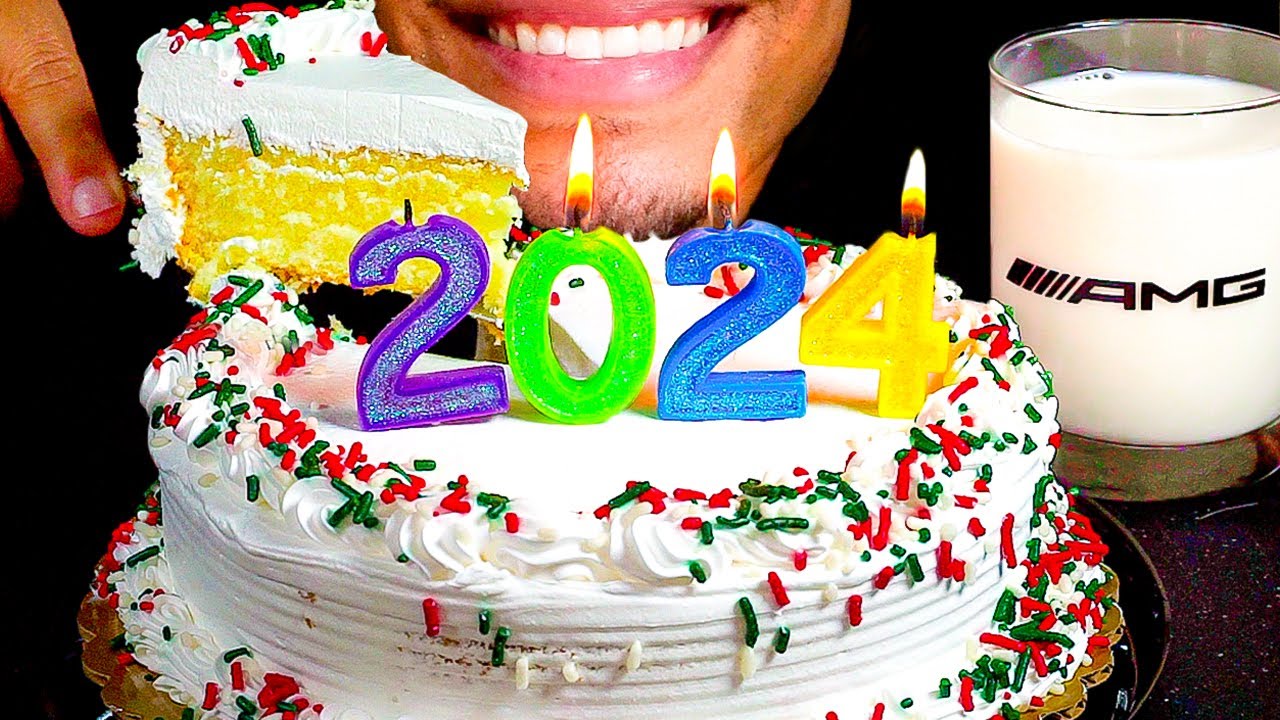 HAPPY NEW YEAR 2024 JERRY ASMR EATING CAKE WITH MILK MUKBANG SOFT EATING MOUTH SOUNDS TINGLES