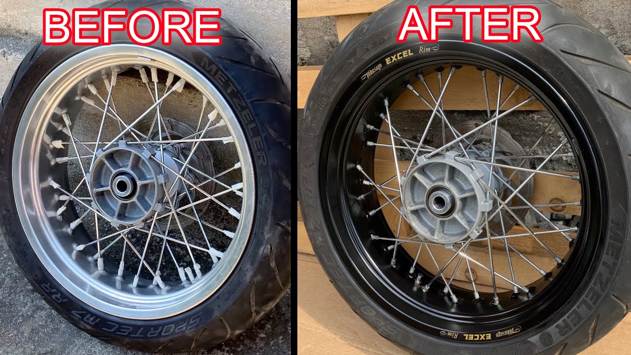 How to Paint Motorcycle Rims UNDER $15 - Plasti Dip Your Supermoto Wheels - DIY