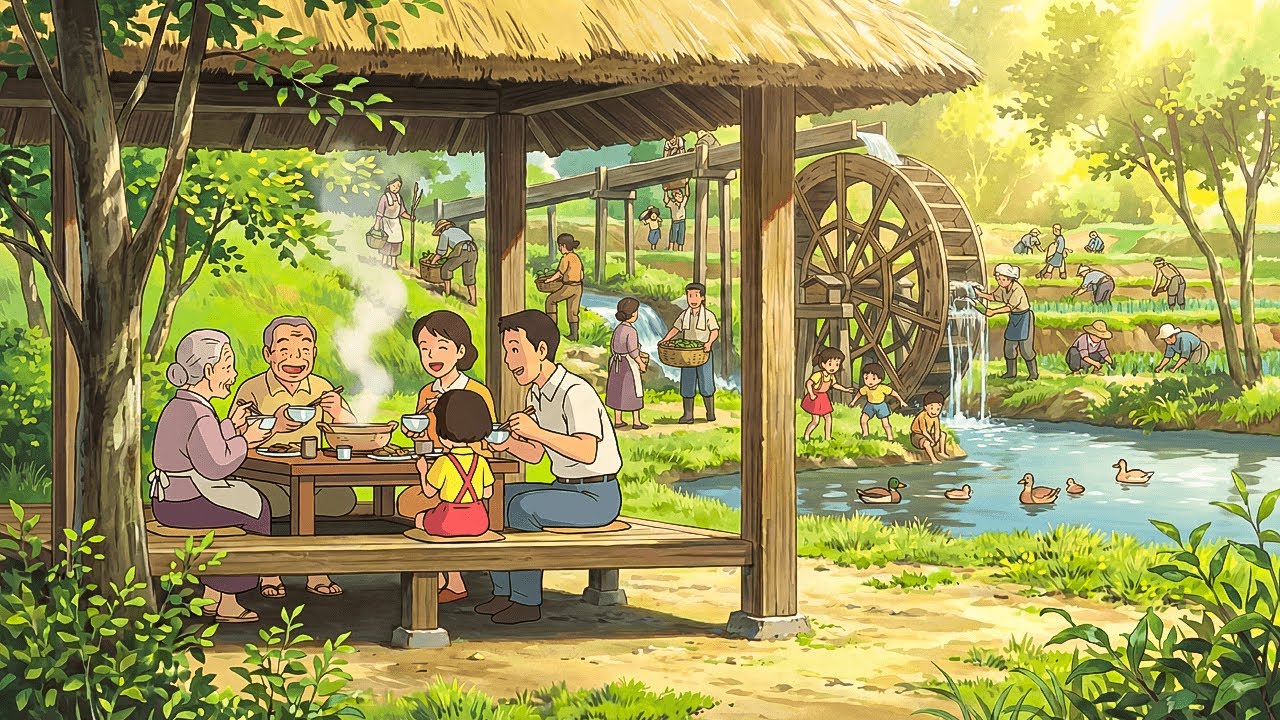 Peaceful Countryside: Harvesting Vegetables, Raising Ducks & Cooking with Family | Ghibli Style