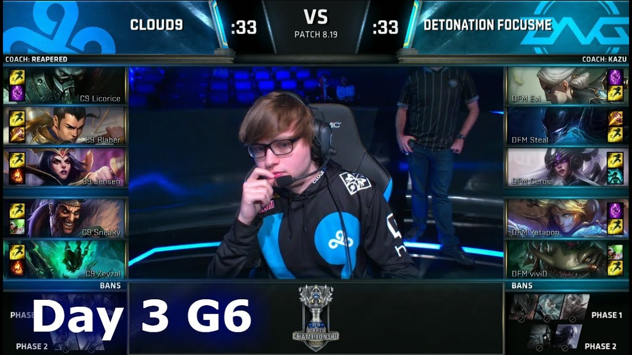 C9 vs DFM | Day 3 Play-In Stage S8 LoL Worlds 2018 | Cloud 9 vs DetonatioN FM