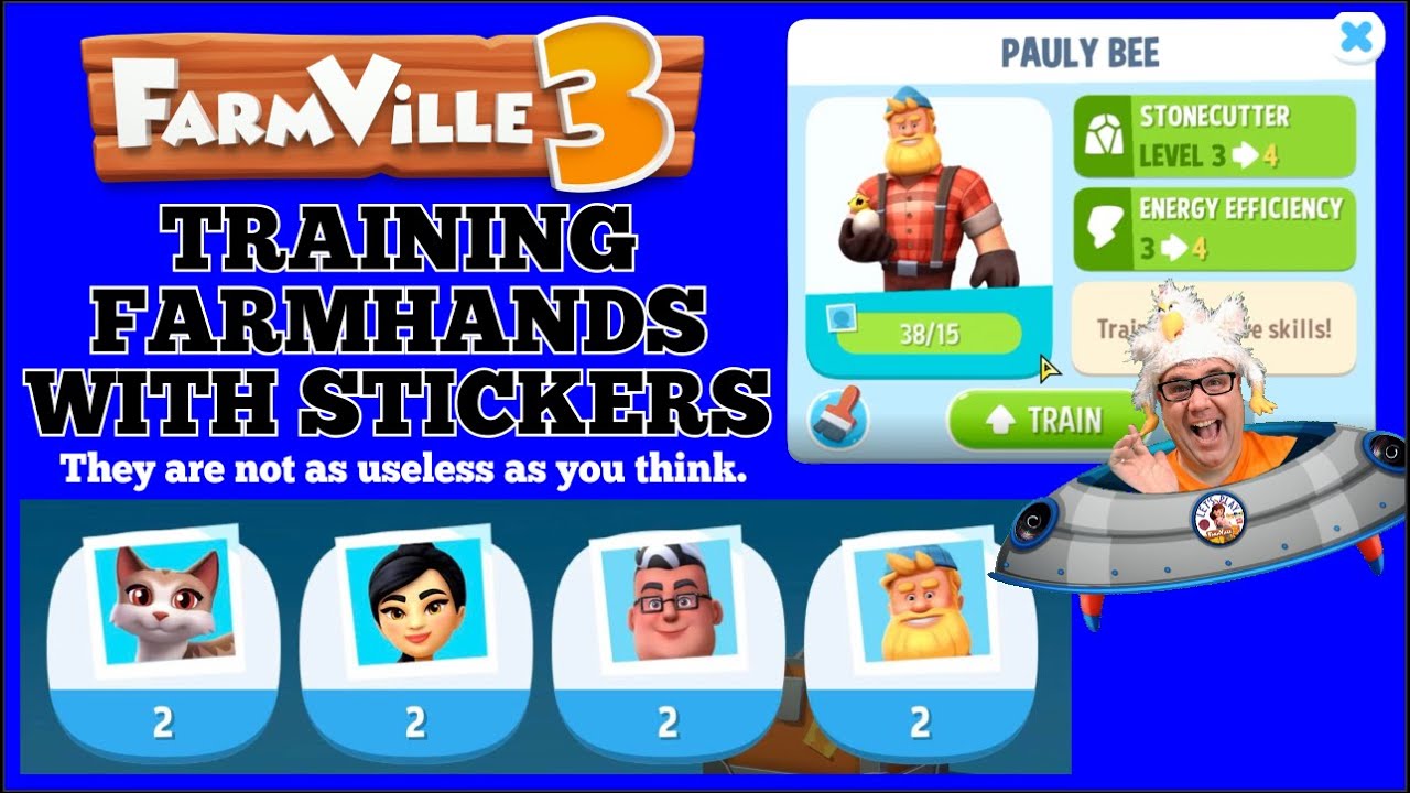 Farmville 3. Leveling up and training farmhands using stickers. If your confused, watch this video