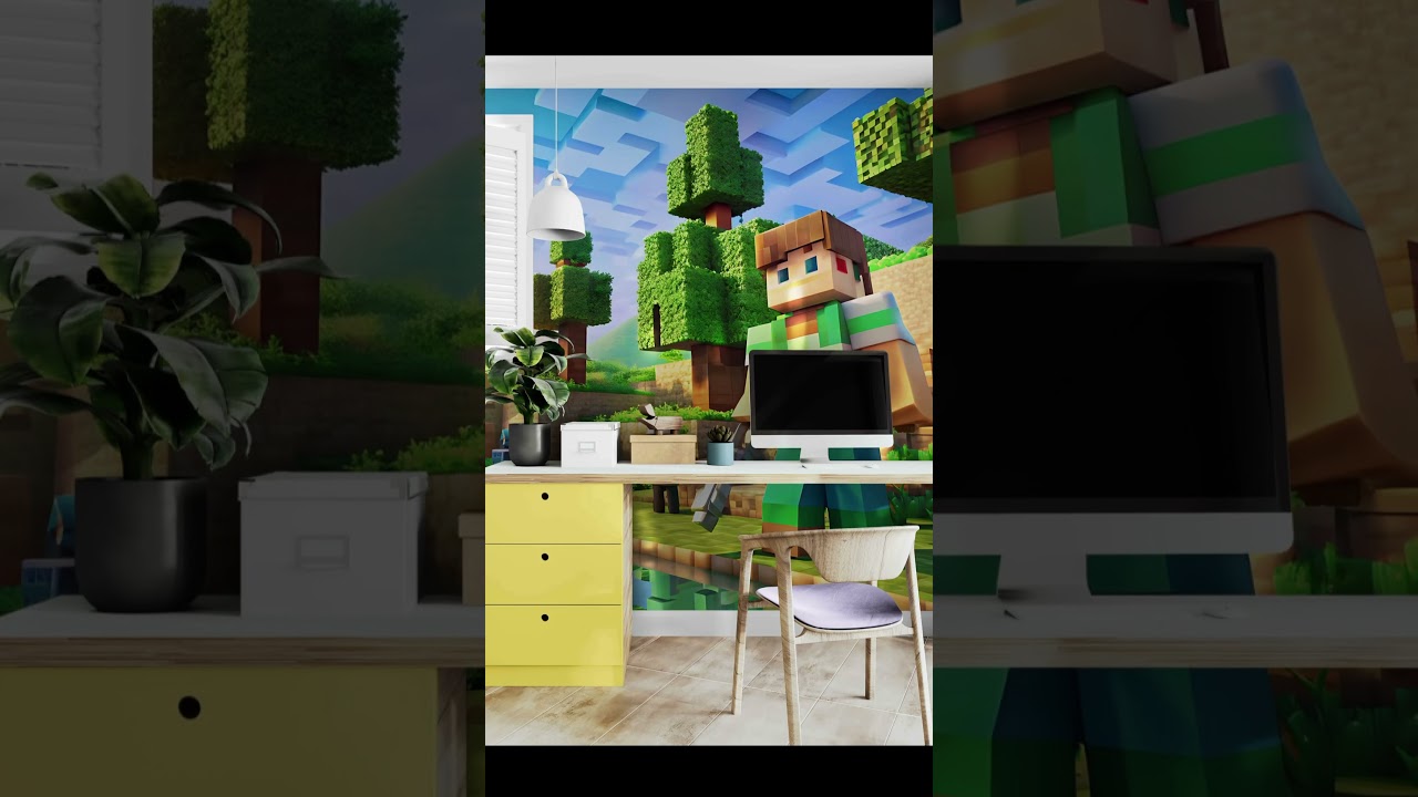 🟩🟫Cool Minecraft Wallpaper for Kids Game Room #minecraftfans #gaming #gameplay