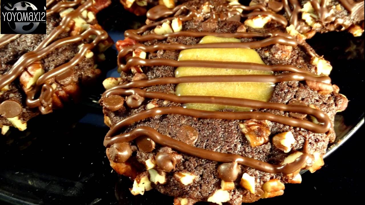 Chocolate Turtle Cookies (Caramel Thumbprint Cookies)- with yoyomax12
