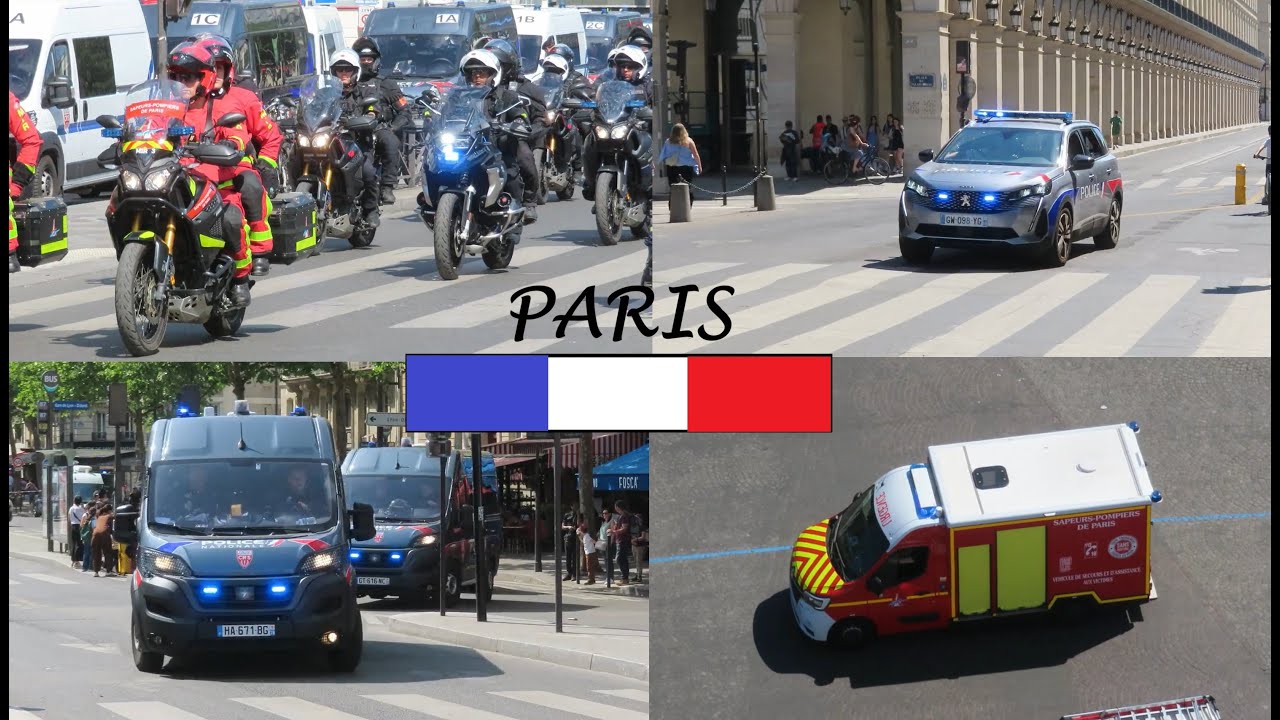 PARIS - Emergency Vehicles Responding - Including 1st May Labour Day Movements