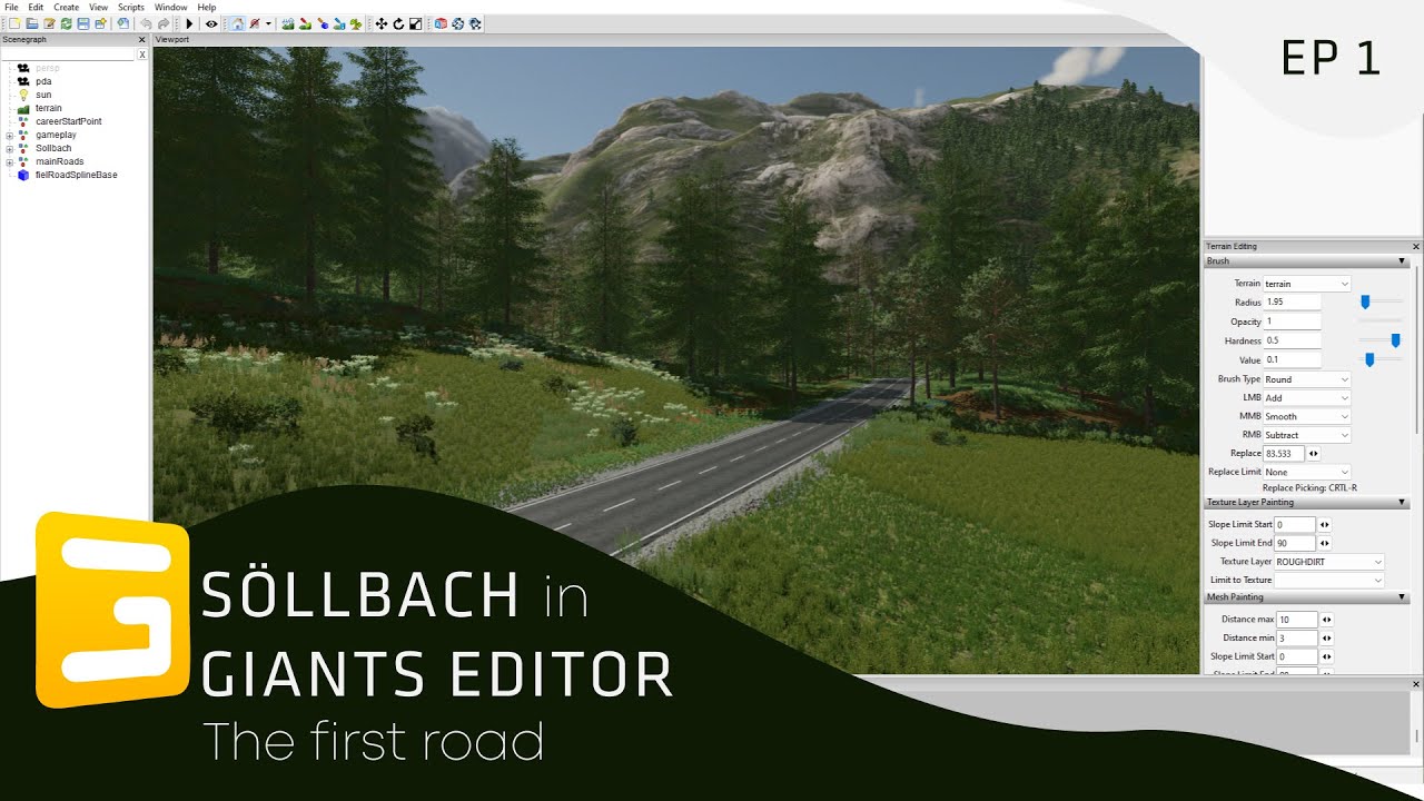 Söllbach Map Building in Giants Editor for FS22 | Episode 1: THE FIRST ROAD 🚧⛰