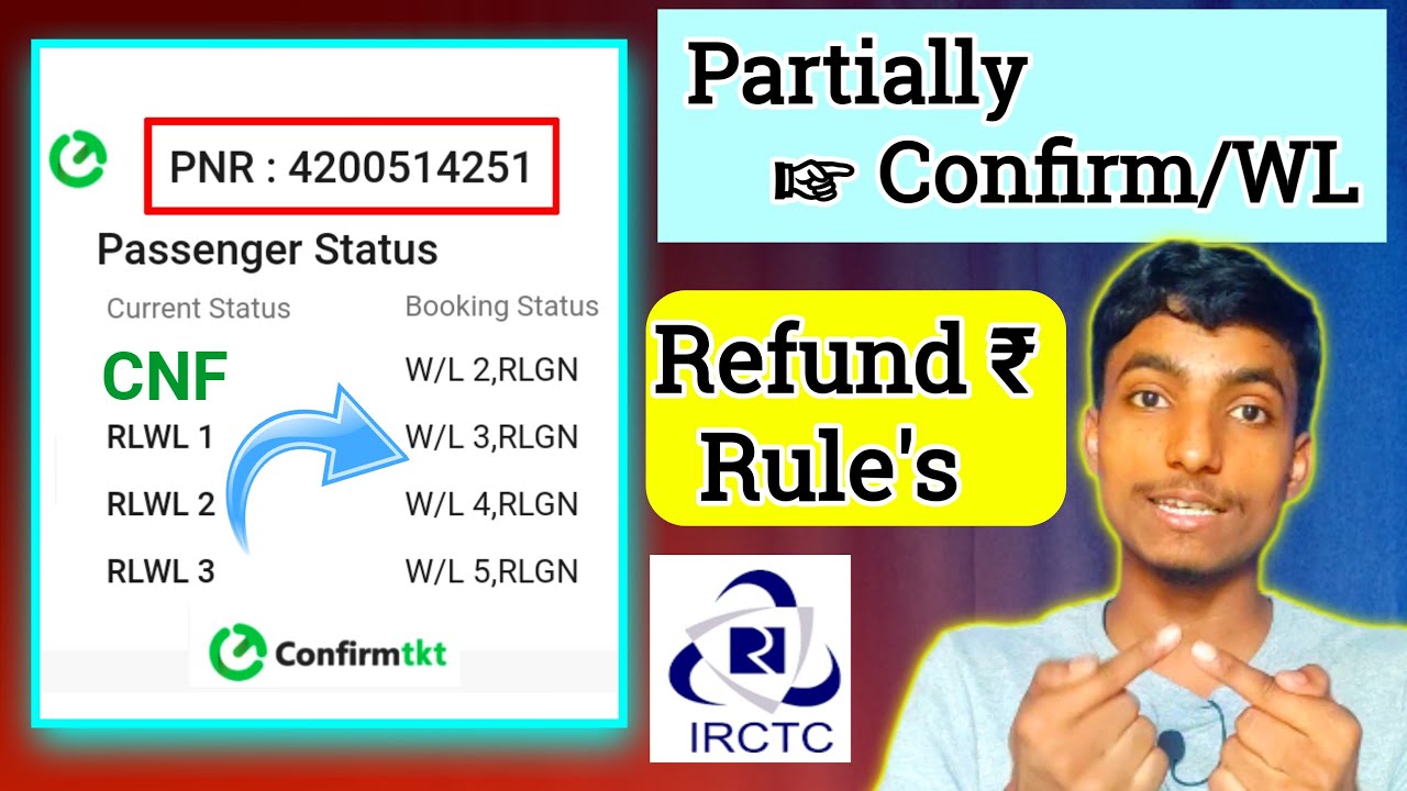 Partially Confirm and Waiting list Ticket Refund Rules 2024 in irctc | Tdr File Rules