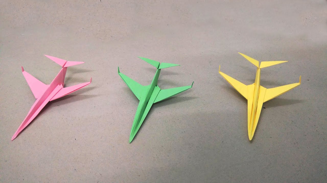 Cách gấp máy bay phản lực đơn giản - Origami jet plane easy - Gấp giấy origami