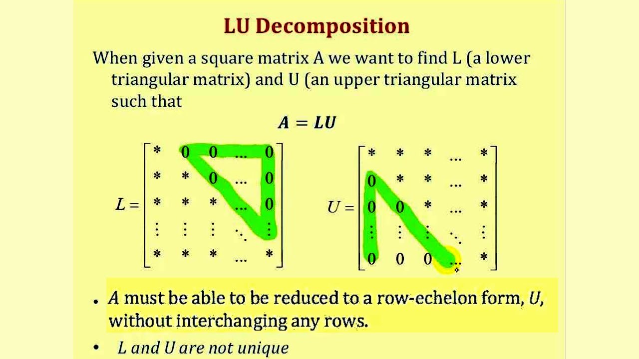 Factorization | LU factorization | A= ( Lower Triangular Matrix )(Upper Triangular Matrix)