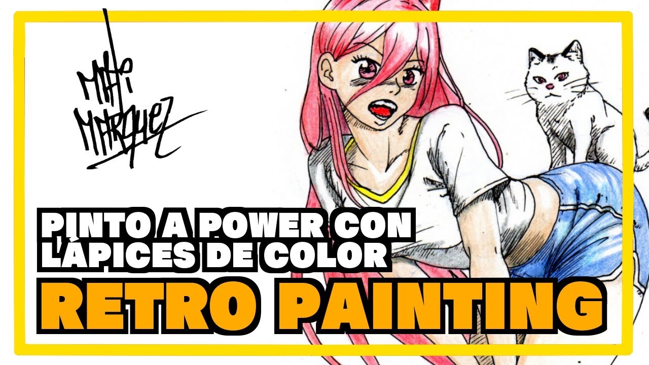 Cómo pintar con Lápices de Color ! TUTORIAL 💙 | retro painting - MATI MARQUEZ