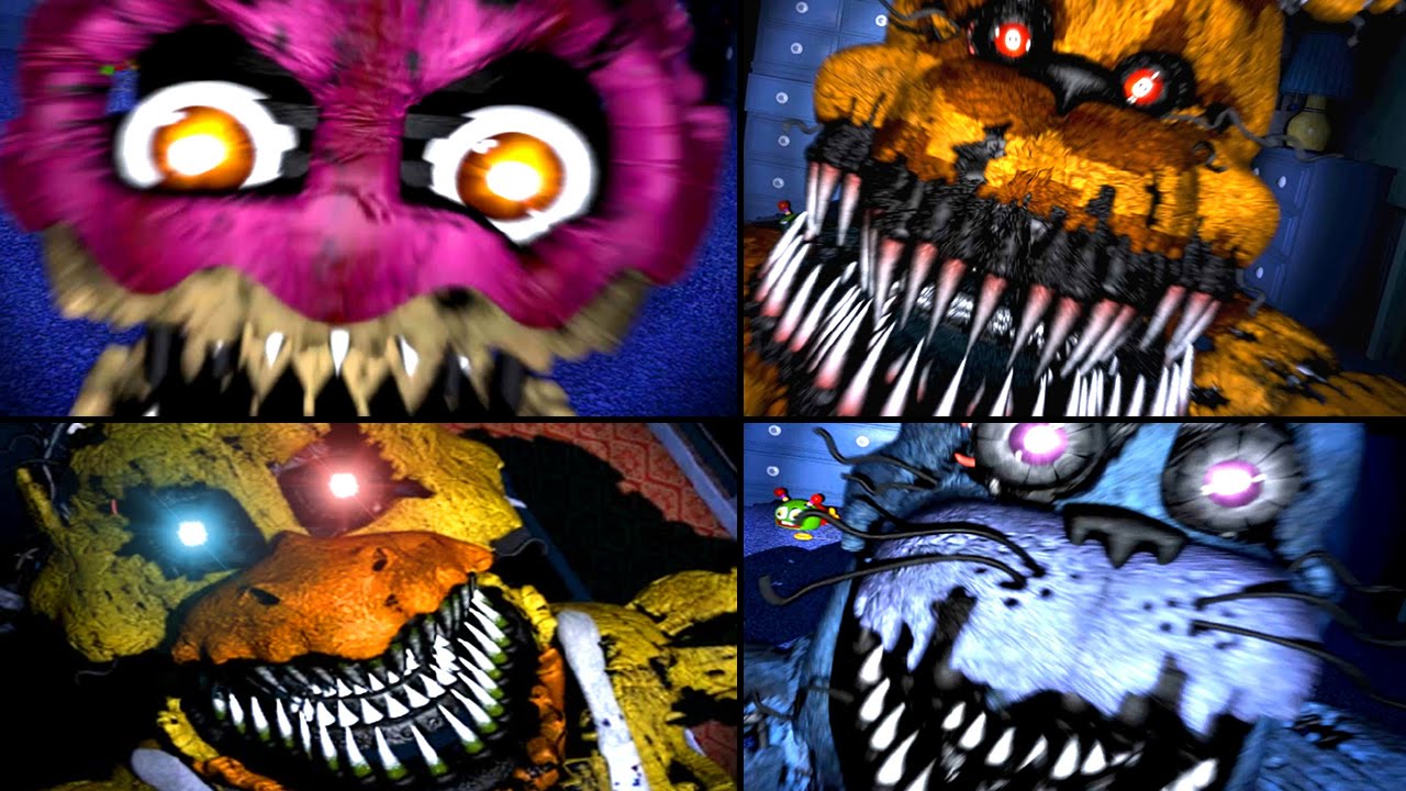 ALL JUMPSCARES Five Nights At Freddy's 1, 2, 3, 4 (FNAF, FNAF 2, FNAF 3, FNAF 4) FNAF Jumpscares