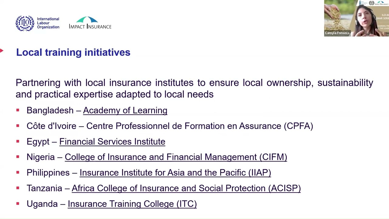 ILO-MiN webinar series. Webinar 3 - Building technical capacity in inclusive insurance