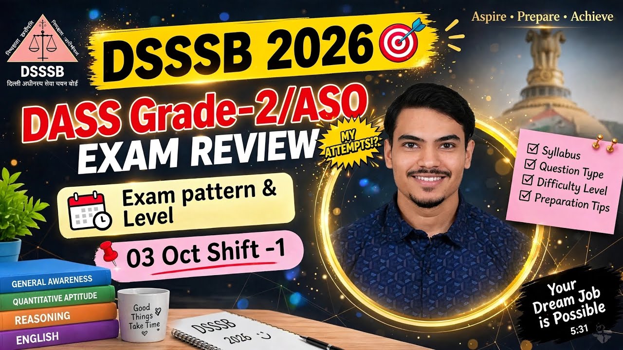 DSSSB DASS GRADE-2/ASO 2026🔔(03 OCT SHIFT-1) EXAM REVIEW ✅ | PAPER LEVEL KAISA THA❓#dsssb #Aso #exam