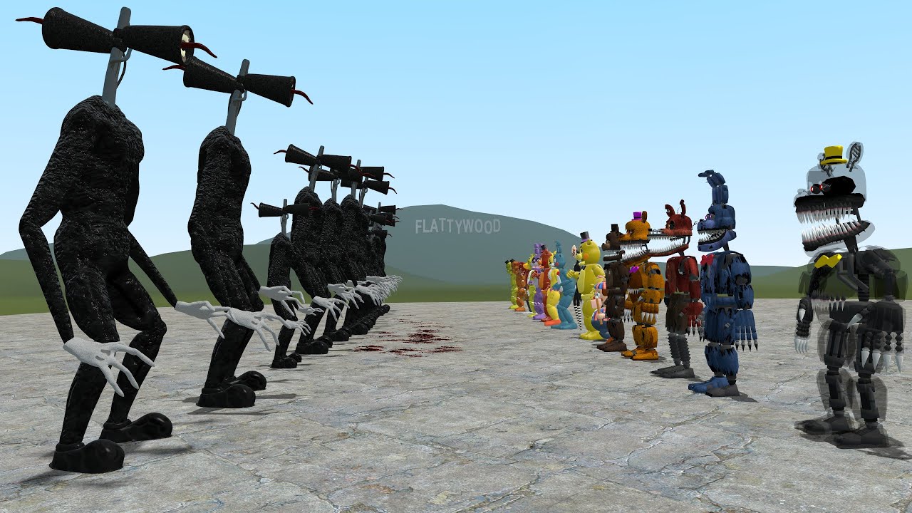 NEW CARTOON SIREN HEAD VS FNAF ANIMATRONICS!! Garry's Mod [Cartoon Cat Siren Five Nights at Freddys]