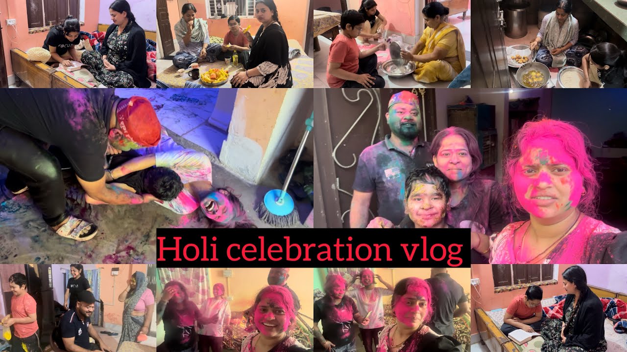 Aaj chandra grahan hai # Holi celebration Day #Happy holi everyone 🥳 #New vlog # Humari wali holi🥳