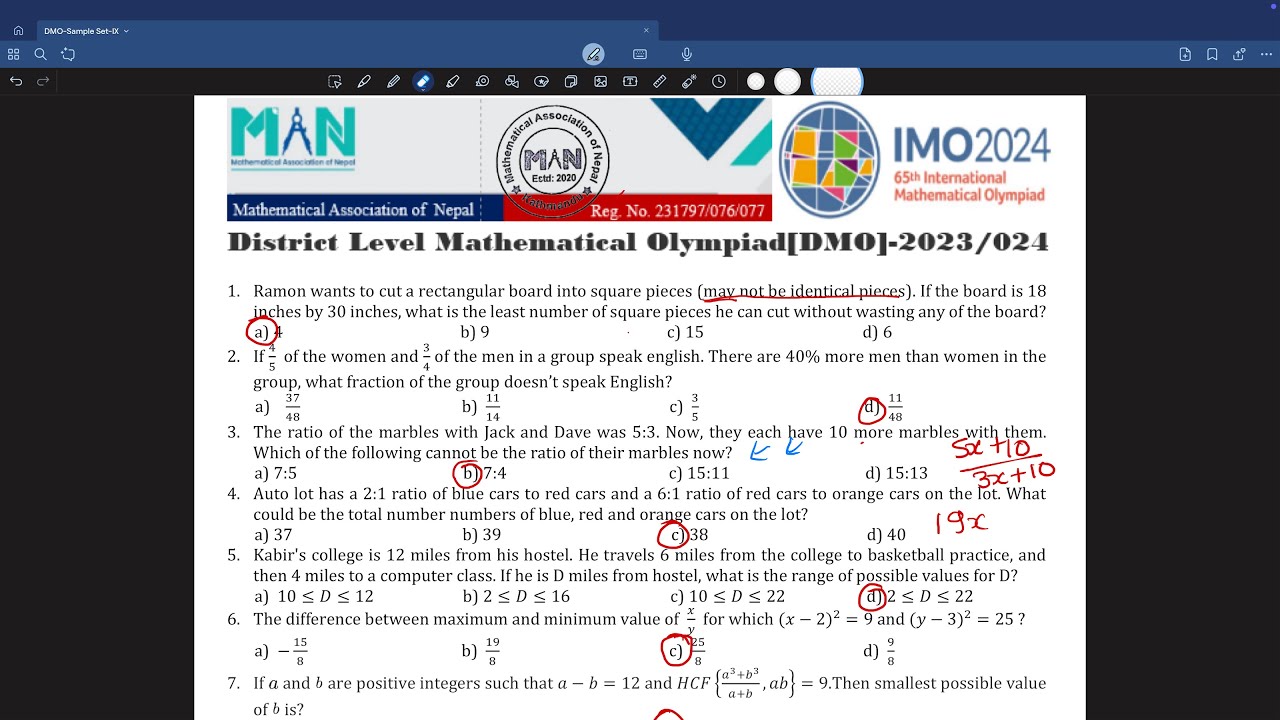 DMO Sample SET IX Walkthrough by Aayush Pandey, Bastav Khatiwada, and Prajit Adhikari