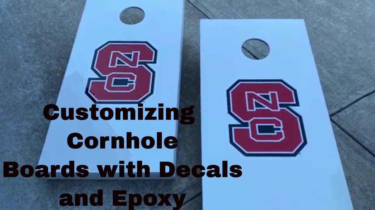 Customizing our Cornhole Boards with Decals and Epoxy