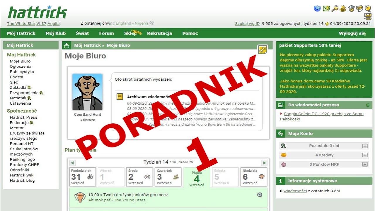 Hattrick, poradnik dla początkujących i nie tylko. Kilka punkt&oacute;w, co warto zrobić a czego nie robić.