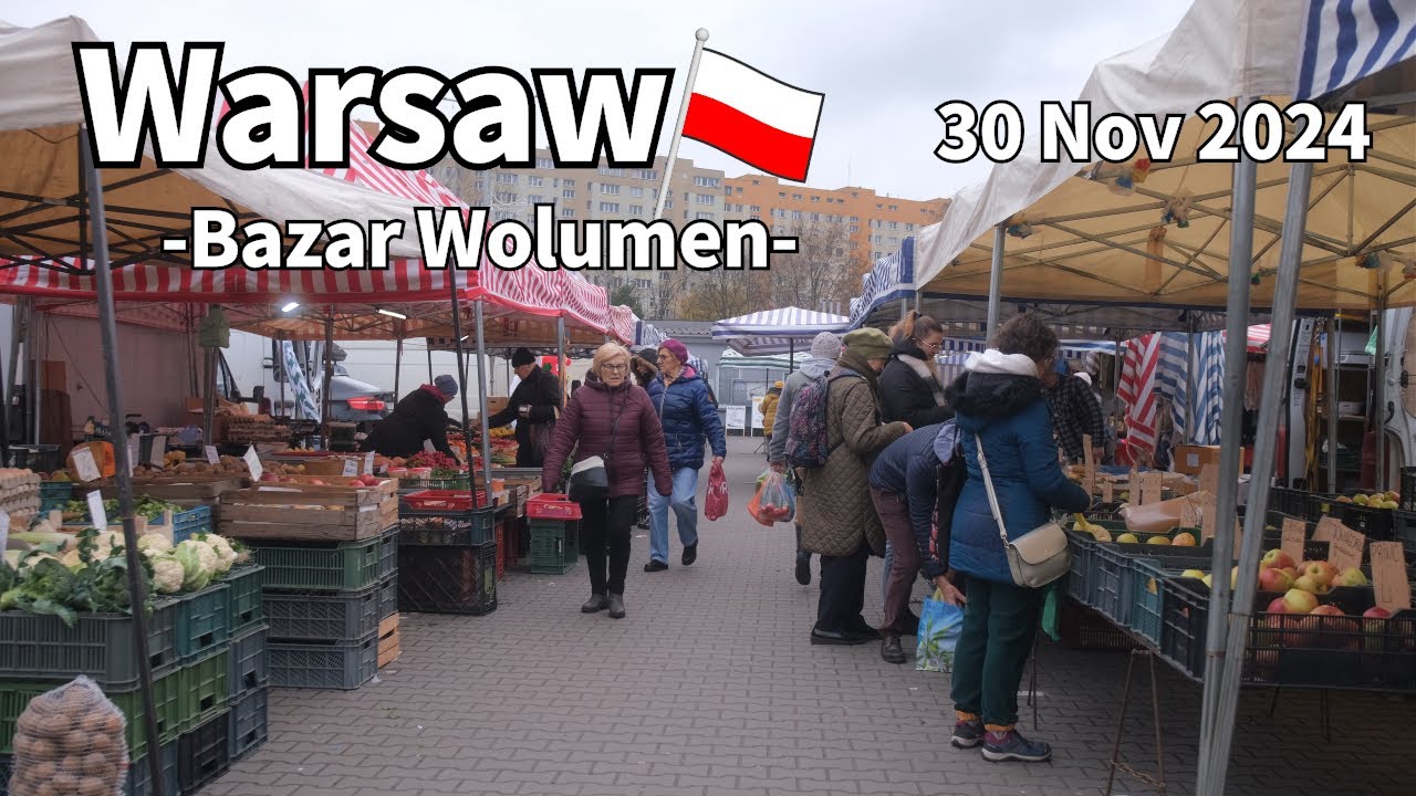 Autumn Walk Warsaw Bazar Wolumen Poland - November 2024 | Walking Tour