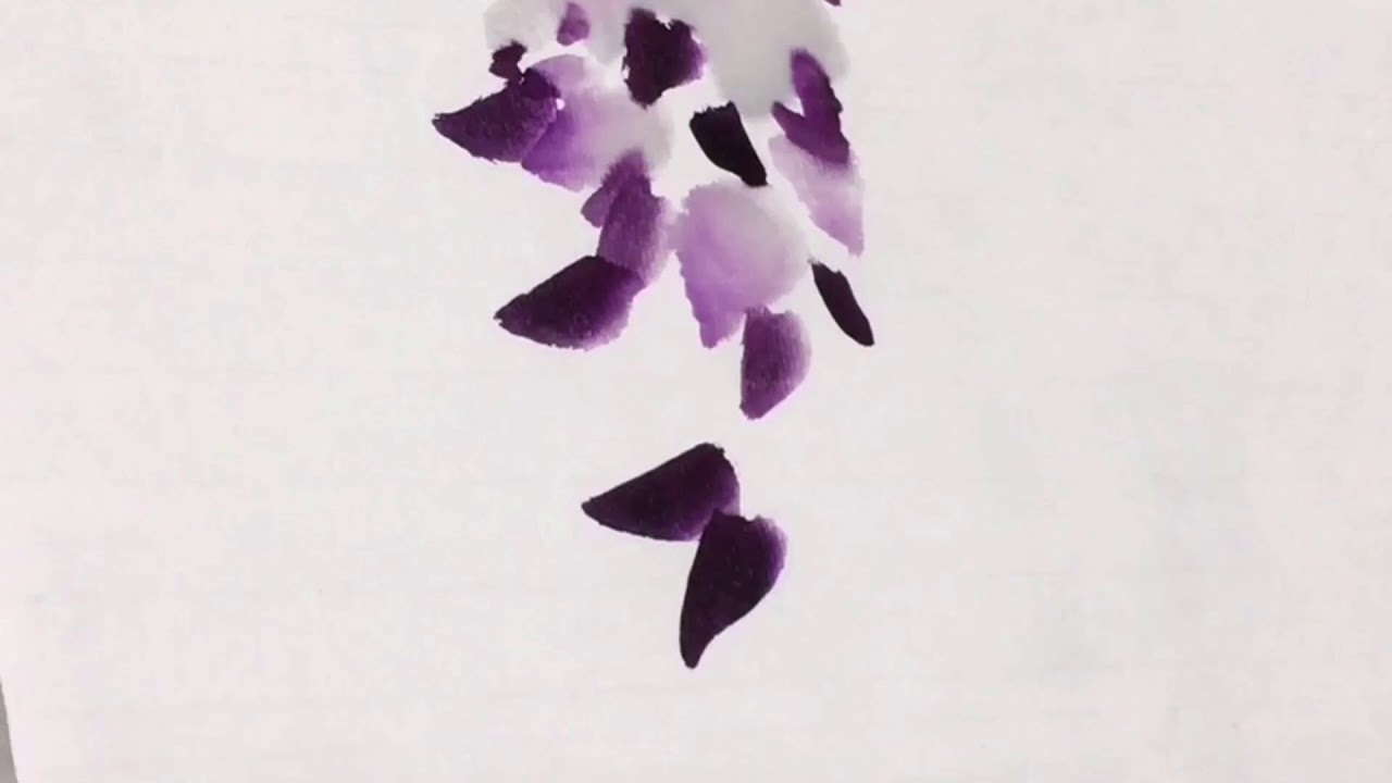 日本紫藤Wisteria sinnsis ～现代中国画-陈铭显 (陳銘顯 ) 写意示范Modern Chinese Painting by Chen  Ming---Hsien水墨画～中国画～山水～東
