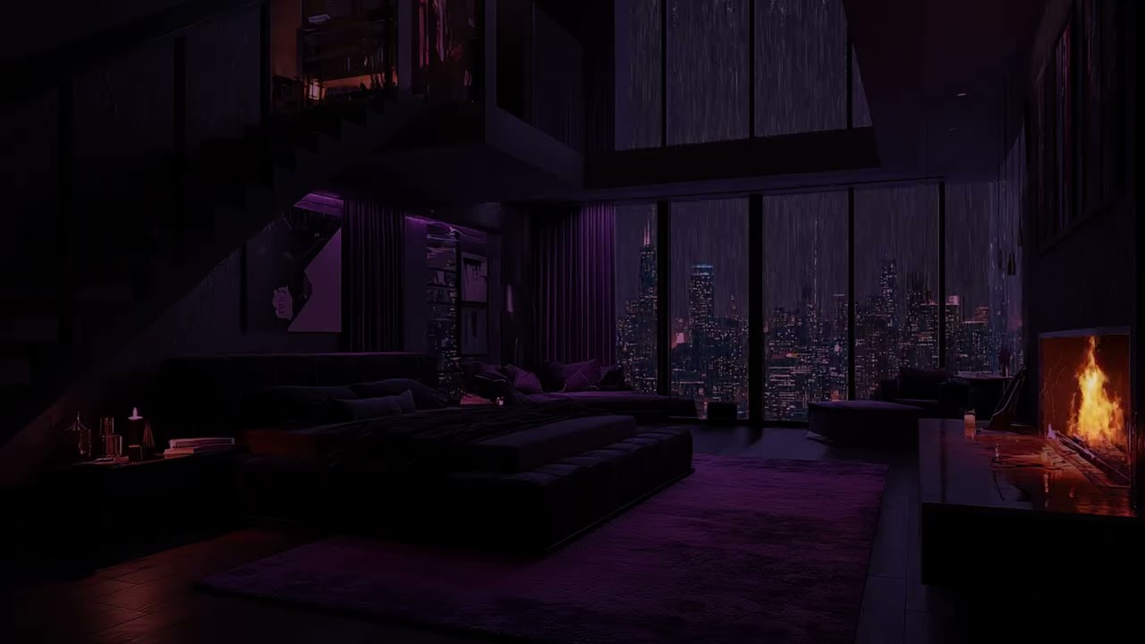 🌧️ Rainy Night in Luxury NYC Apartment | Pure Rain Sounds No Music Deep Sleep - 3 Hours