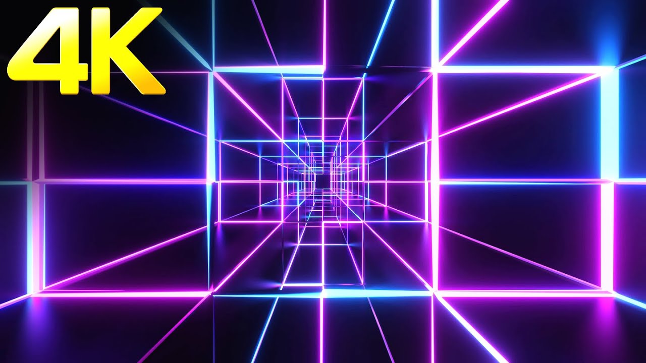 4K Abstract OLED Neon Square Led Lights Blue & Pink Color Screensaver Video Background No sound