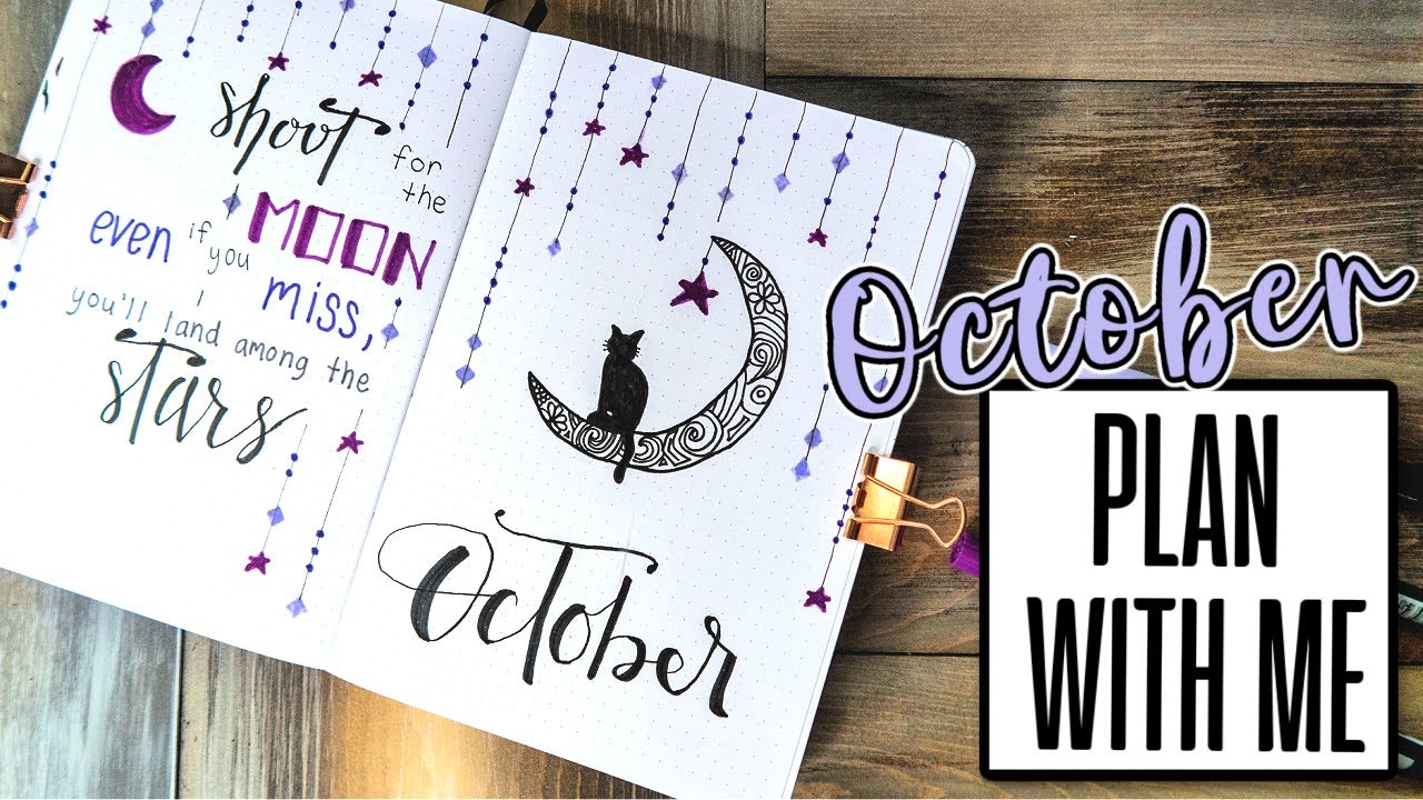 PLAN WITH ME | OCTOBER 2020 | BULLET JOURNAL SET UP | Moon, Stars, and Black Cat