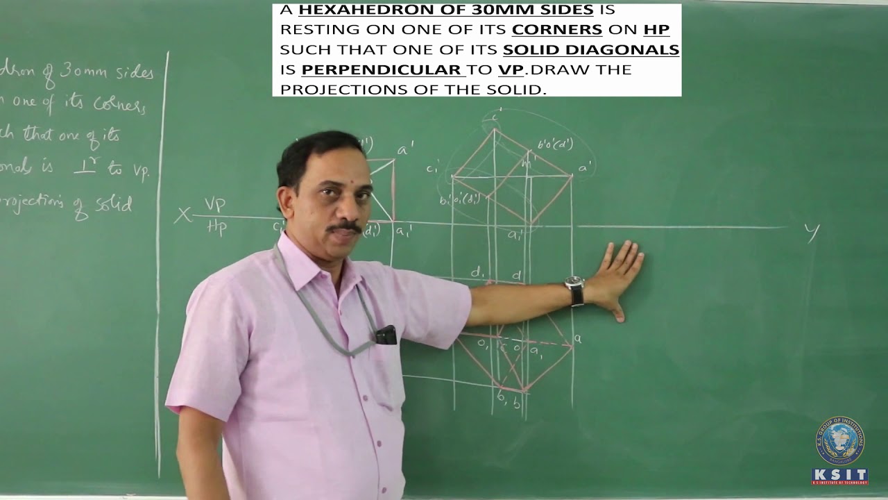 Projection of solids(CUBE) Engineering graphics VTU