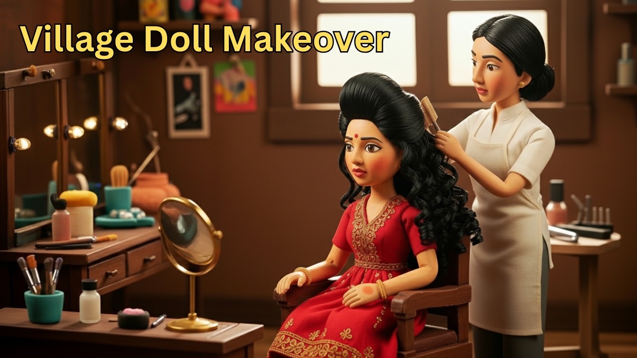 Tiny Doll Village Bride Makeover 💄 Miniature Indian Parlour Transformation | ASMR Love Story